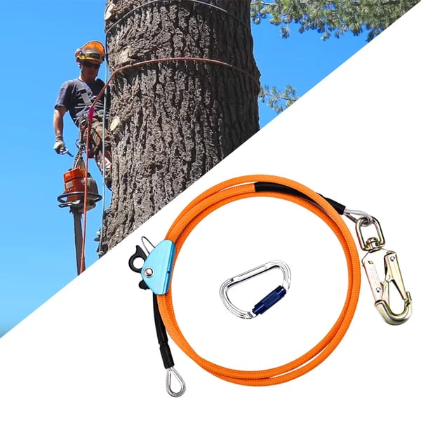 Flipline med stålkerne - Positioneringsline til klatring - Justerbar - CE-godkendt - 12 mm × 2,4 m - Til arborist/træarbejde - Orange