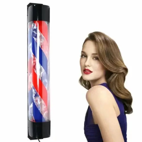 Barberpole LED - Salonskilt - Roterende - 90×13 cm - AC-strøm - Kræver samling - Pærer medfølger ikke