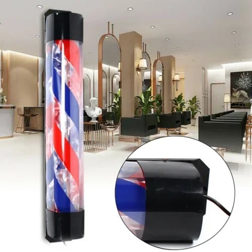 Barberpole LED - Salonskilt - Roterende - 90×13 cm - AC-strøm - Kræver samling - Pærer medfølger ikke