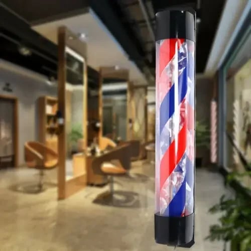 Barberpole LED - Salonskilt - Roterende - 90×13 cm - AC-strøm - Kræver samling - Pærer medfølger ikke
