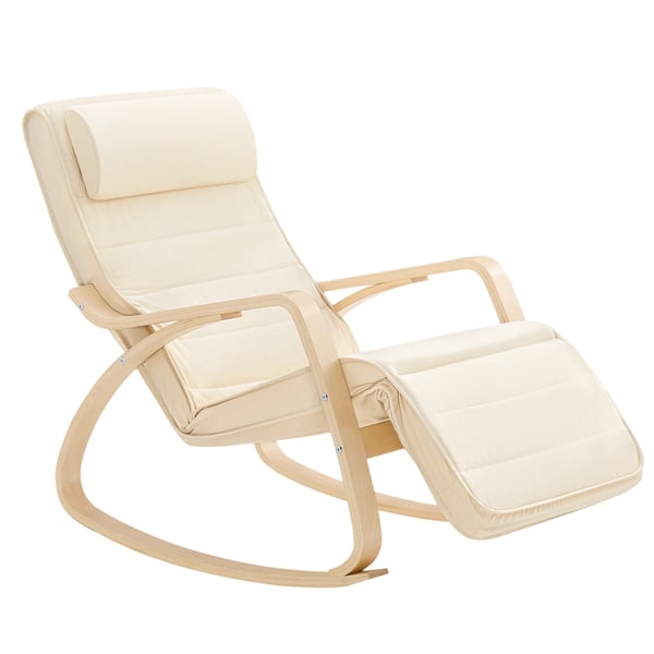 FST16 gyngestol, 5-trins justerbar fodstøtte, birketræ, Beige, maks 150 kg