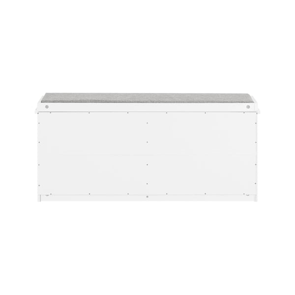 FSR98-XL, kenkäkaappi/penkki kahdella kääntöluukulla, valkoinen, istuinpehmuste, n. 100x46x26 cm (LxKxS)