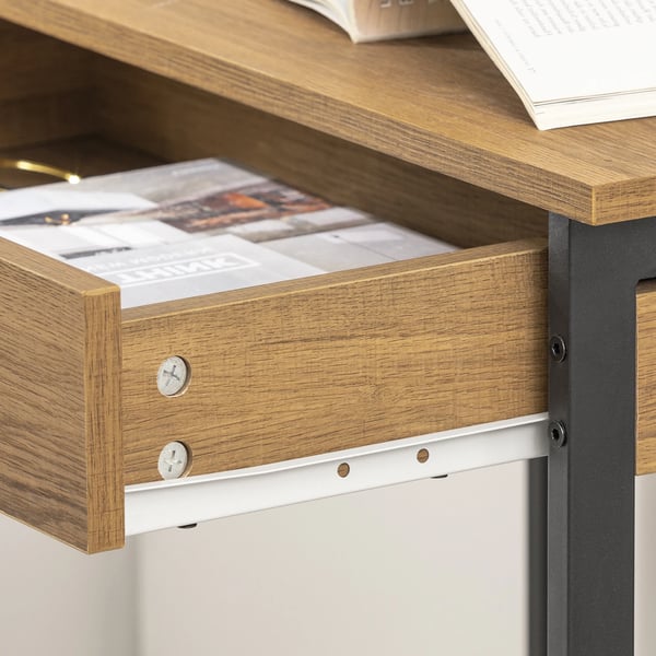 FWT43 skrivebord, computerbord med 1 skuffe & 2 kroge, khaki, ca. 60×77×40 cm