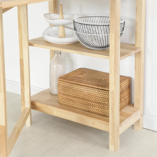 FWT70-N, foldbart spisebord med hylde, gummitræ, mørk khaki