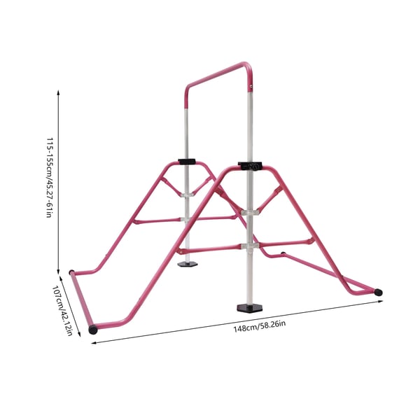 Gymnastikstativ til børn - Monkey Bars klatrestativ - Justerbar højde - Sammenklappeligt - Udvidbart - Styrketræning - Hjemmegym til børn