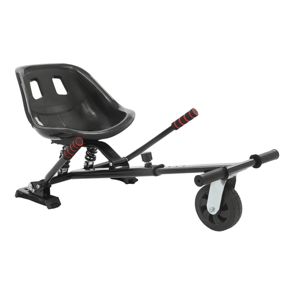 Hoverboard-istuin - Gokart-kiinnike - Sopii 16,5–25,4 cm renkaisiin - Säädettävä 70–95 cm - Iskunvaimennus - Enint. 100 kg - Teräs/PP - Musta