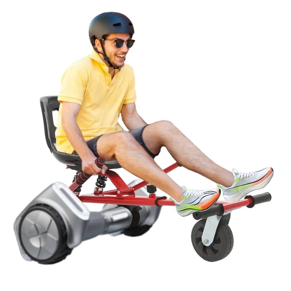 Hoverboard lisäosa - Hoverkart/go-kart-istuin - Sopii 16,5–25,4 cm pyöriin - Iskunvaimennus - Säädettävä 70–95 cm - Maks. 100 kg - Punainen