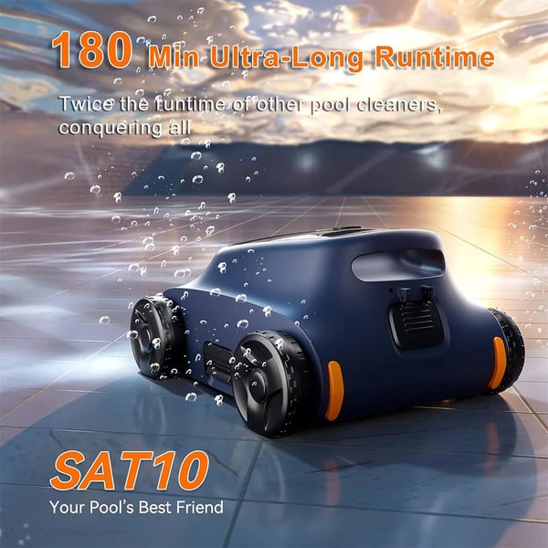 SAT 10 - Robot Poolstøvsuger - Batteri 7800 mAh - Motor 30 W - IP68 - Rengøring 180 min - Dybde 0,5–3 m - Op til 150 m² - Beige