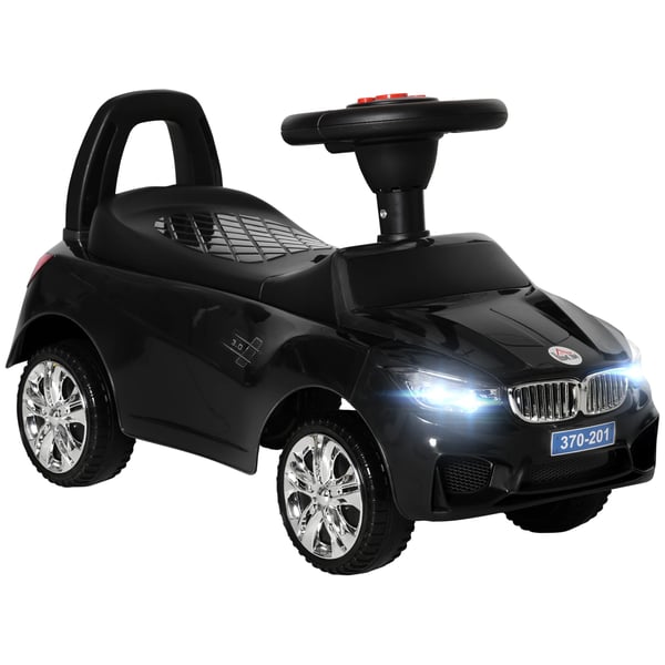 Gåbil för barn - Ride-on Sparkbil - Ålder 3–6 År - Fyra Hjul - Musik och Strålkastare - Plast - Mått 63,5×28×36 cm - Svart