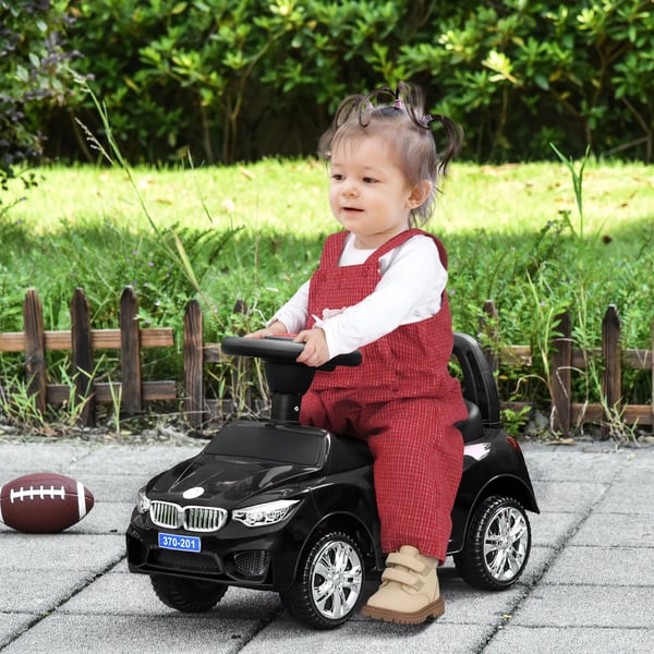 Gåbil för barn - Ride-on Sparkbil - Ålder 3–6 År - Fyra Hjul - Musik och Strålkastare - Plast - Mått 63,5×28×36 cm - Svart