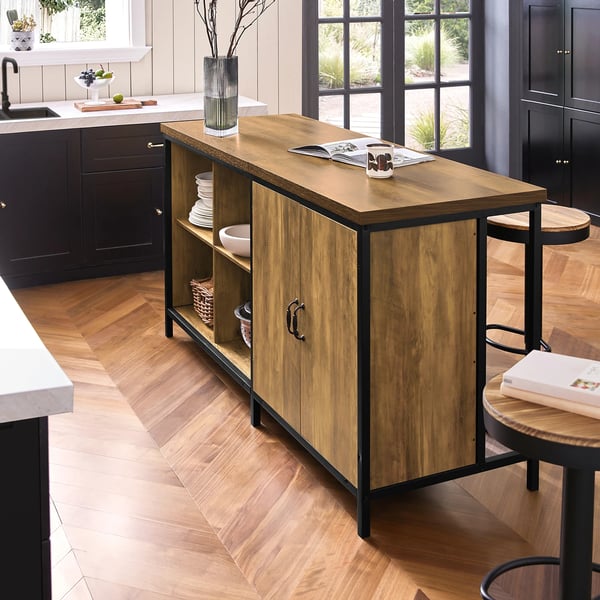 KNL01-F køkkenø og skænk, brun, industriel stil, fritstående