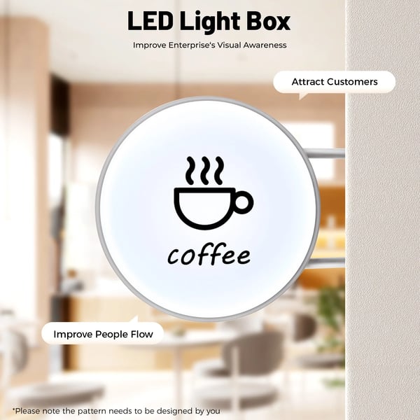Liikekyltti - Pyöreä LED-valolaatikko - 60 cm - Kaksipuolinen - Vedenpitävä - Seinäkiinnitys - 11–15 W