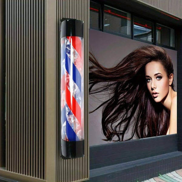 Barberstang LED - Roterende Skilt - Udendørs - Oplyst LED-stribe - Vægmonteret - 90 x 13 cm - Flerfarvet