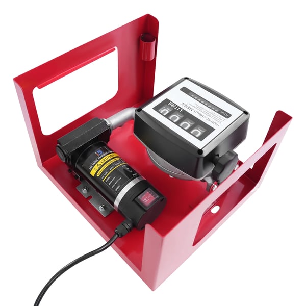 Elektrisk dieselpump, bränsleöverföringspump med automatisk bränslepistol, 50 L/min 230 V 200 W, självsugande, röd