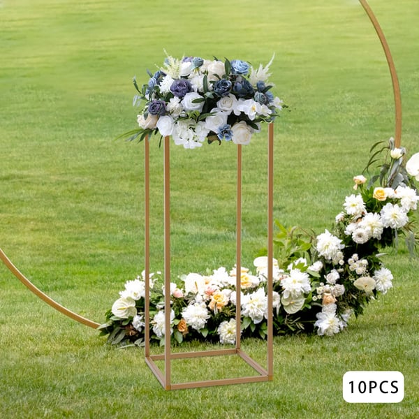 Blomsterstativ i metal, Borddekoration til bryllup, 10-pak 60 cm høj, guld, størrelse M