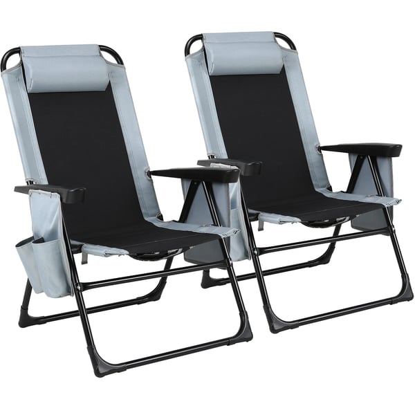 Taitettava puutarhatuoli 2 kpl - Patio Lounge Chair - Ulkokäyttö & parveke - Metalli, rauta - 57x57x98 cm - Enint. 140 kg - Viininpunainen