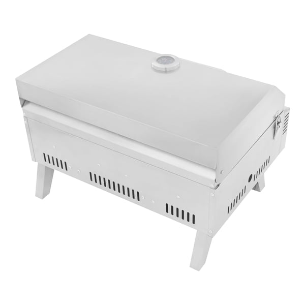 Gasgrill - Bærbar grill - LPG - 2 brændere - Sammenklappelig - Rustfrit stål - Camping/picnic/autocamper - Sølv