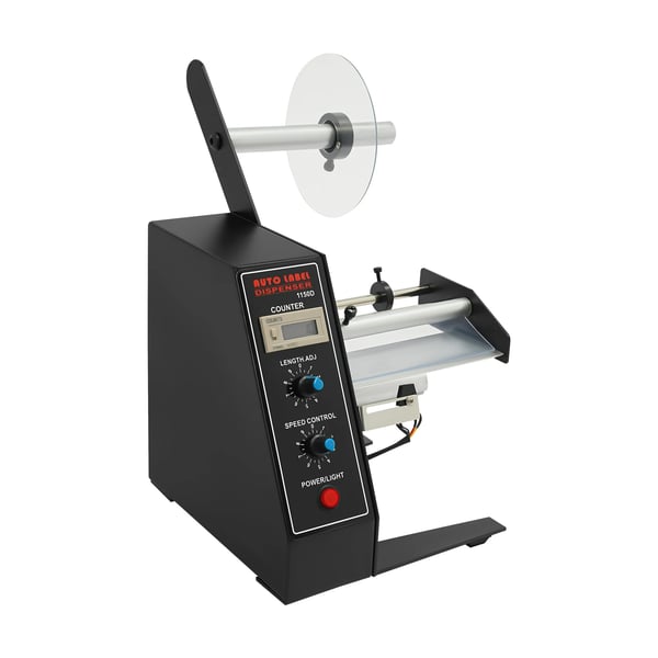 Automatisk etikettmatare - 1150D - Räknare 0–999999 - EU-kontakt - Mått 10–150 mm L / 5–140 mm B - Rulle-Ø ≤20 cm - Kärna 25–75 mm - Svart