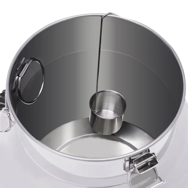 Mælkedunk - Transportbeholder - 14 L - Rustfrit Stål - Lufttæt Med Låg - Silikonepakning - Poleret Overflade - Sølv
