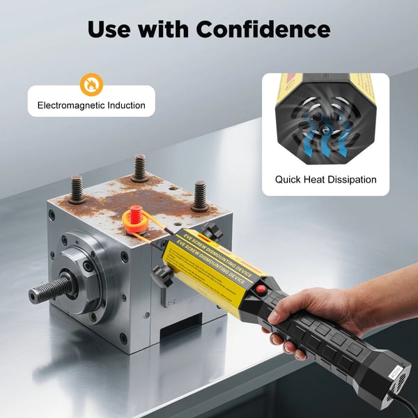 Mini magnetisk induktionsvarmer 1000 W - Induktionsvarmer sæt - Bærbar - Flammefri bolt/møtrikløsner - Til bil - Sort