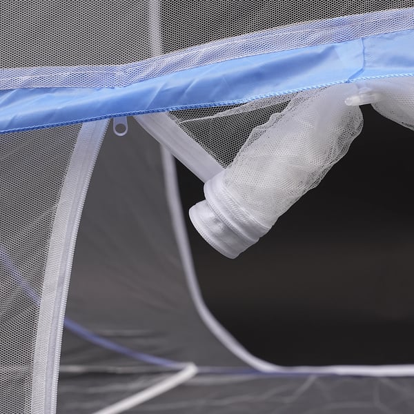 Pop-up myggenet til seng - Sengtelt med dobbeltdør - 198×180×160 cm - 5 stålwirer - Rund form - Insekticidbehandlet - Bærbar til rejse/camping - Blå