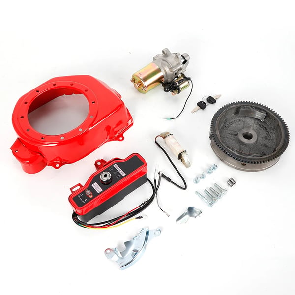 Elstartsæt - Startmotor & Svinghjul - 12V - Til GX160/GX200 - Direkte udskiftning - Rød