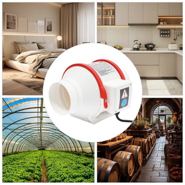 Udsugningsventilator - Rørventilator - Diameter 100 mm - Luftmængde 310 m³/t - Effekt 40 W - 2 Hastigheder 2220/2600 rpm - EU-stik 220 V - Hvid