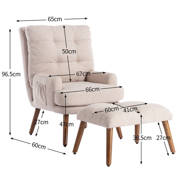 Loungestol med fodstøtte - Recliner - 5-trins justerbart ryglæn, tiltbar, sidehylde, 1-person, kompositstof, klassisk stil