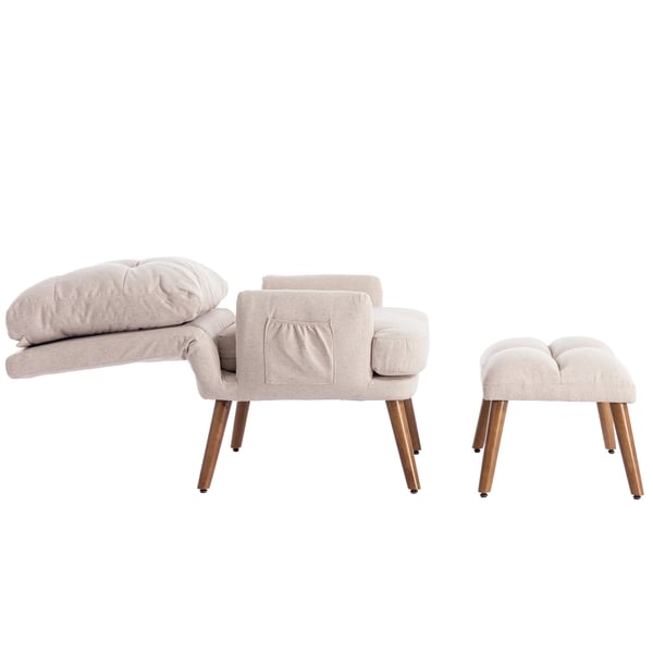 Loungestol med fodstøtte - Recliner - 5-trins justerbart ryglæn, tiltbar, sidehylde, 1-person, kompositstof, klassisk stil