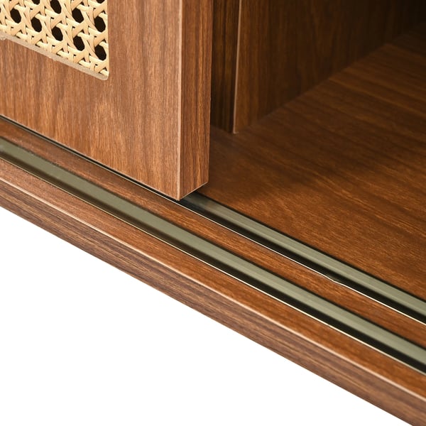 Puinen Senkki - Sideboard - 3 Laatikoa - 3 Liukuovea - Säädettävät Hyllyt - Kullanväriset Metallivetimet - 120×40×78 cm - Ruskea
