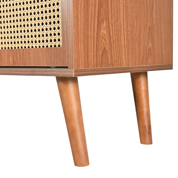 Puinen Senkki - Sideboard - 3 Laatikoa - 3 Liukuovea - Säädettävät Hyllyt - Kullanväriset Metallivetimet - 120×40×78 cm - Ruskea