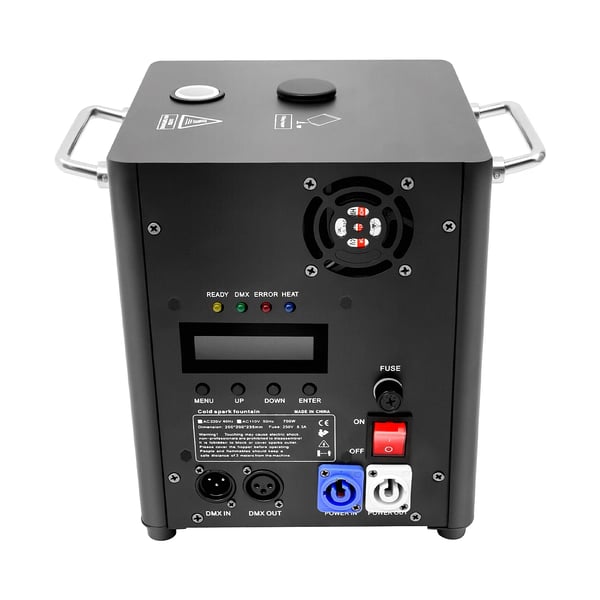 Kylmä kipinäkone - Lavatehostekone - 700 W - DMX - Kaukosäädin - 220 V AC - CE-hyväksytty - Musta