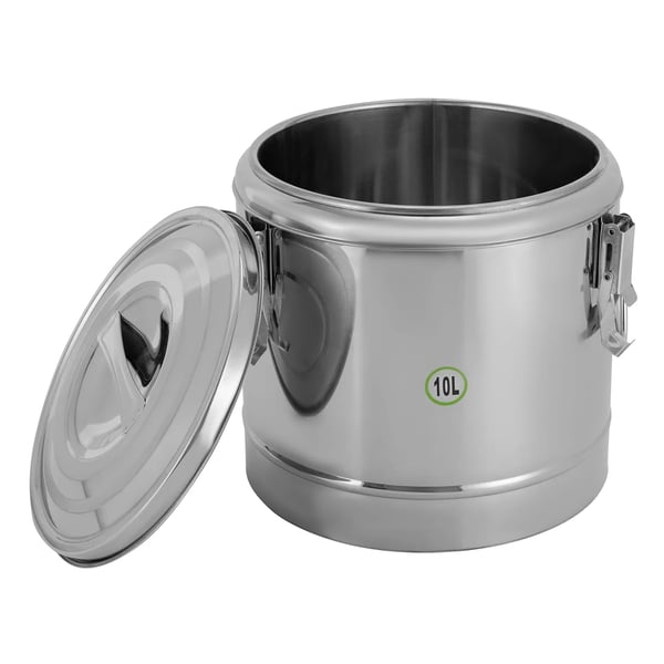 Isoleret suppebeholder - 10 l rustfrit stål - 12 t varmeholdning - Låsbart låg - Til hjem og erhverv - Sølv