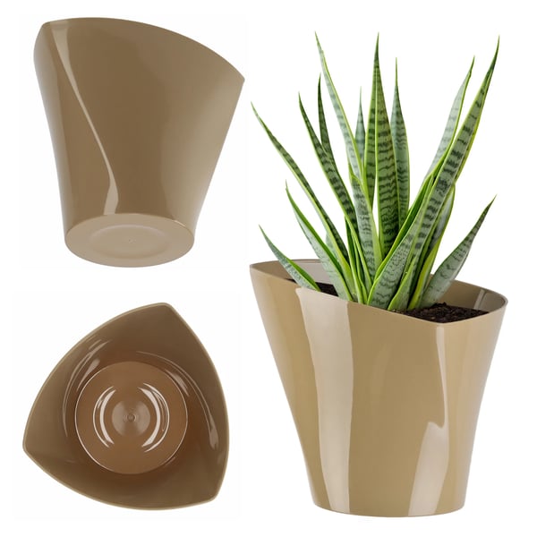 Urtepotteskjuler - Overpotte Til Planter - Asymmetrisk Design - Til Stue - Mellem - Mørk Khaki