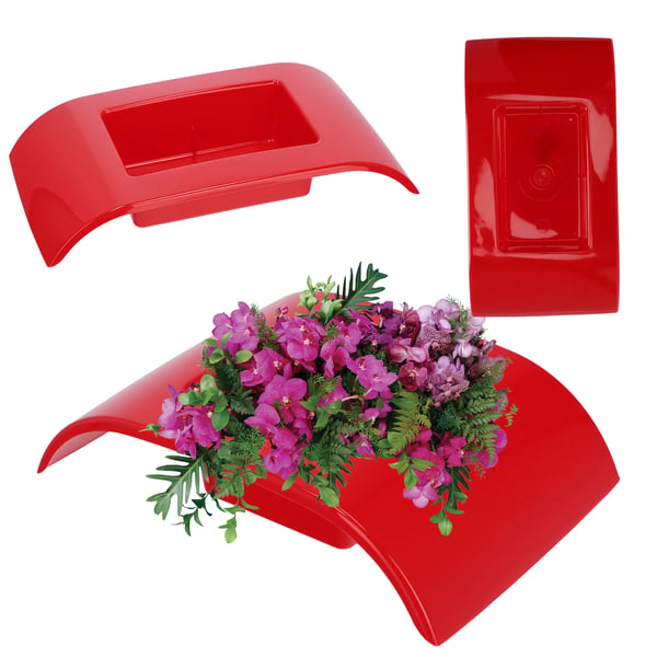 Urtepotteskjuler - Ikebana-skål - Medium - Til blomsterarrangement - Rød