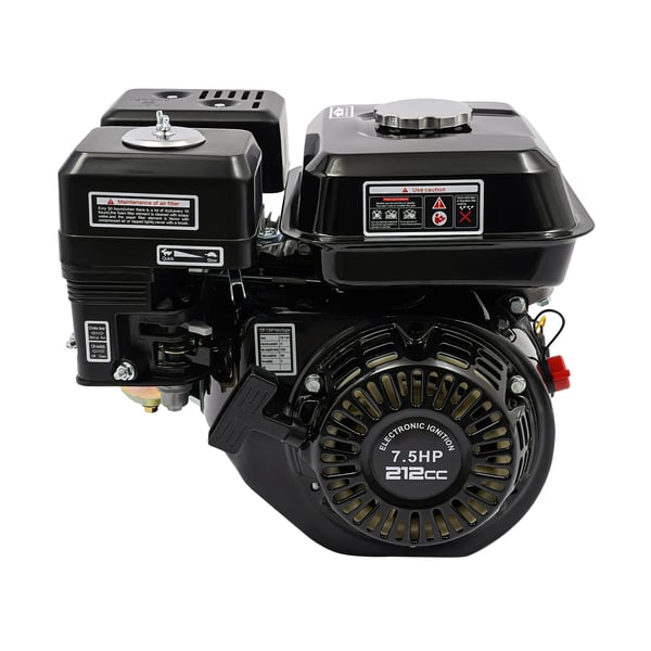 Benzinmotor - 4-takts OHV - 7,5 hk - 212 cc - 3600 rpm - 20 mm aksel - Trækstart - Luftkølet - Sort