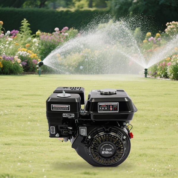 Benzinmotor - 4-takts OHV - 7,5 hk - 212 cc - 3600 rpm - 20 mm aksel - Trækstart - Luftkølet - Sort