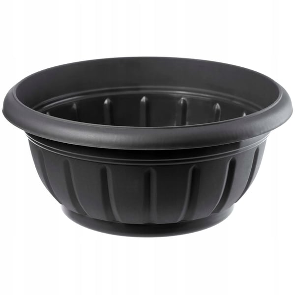 Blomsterskål til kirkegård - Planteskål i plast - Ø 38 cm - Rund - Antracit