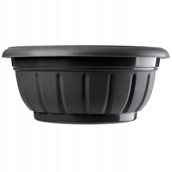 Blomsterskål til kirkegård - Planteskål i plast - Ø 38 cm - Rund - Antracit