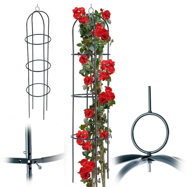 Haveobelisk - Plantestativ Spalier - Til Klatreplanter - 40 x 40 x 190 cm - Grå