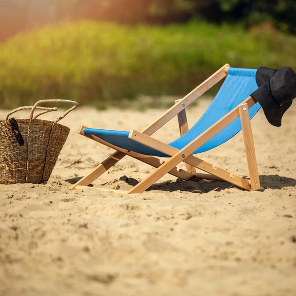 Liggestol/Strandstol - Sammenklappelig i træ - Til have & strand - Blå