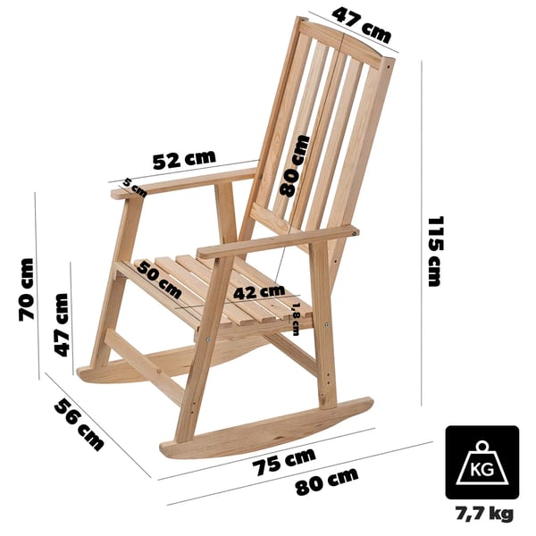 Gyngestol i naturtræ - Gyngestol - Klassisk design - Stabil konstruktion - Natur