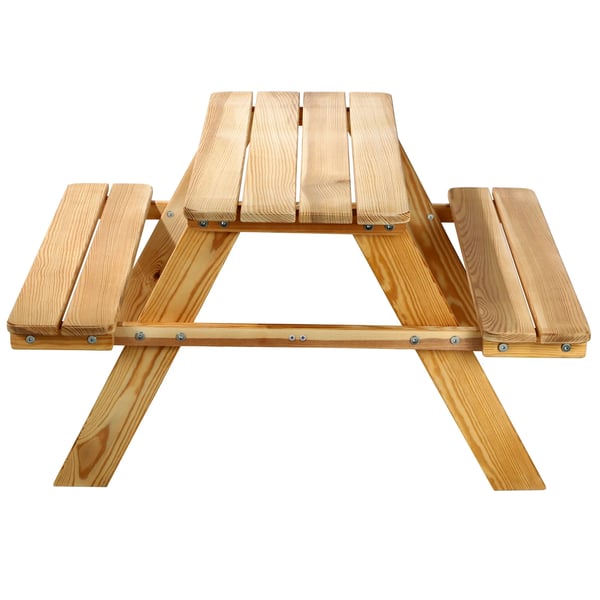 Trädgårdsbänk för barn - Träbänk med bord - Utomhusmöbel - Robust konstruktion - Sittbänk och bord