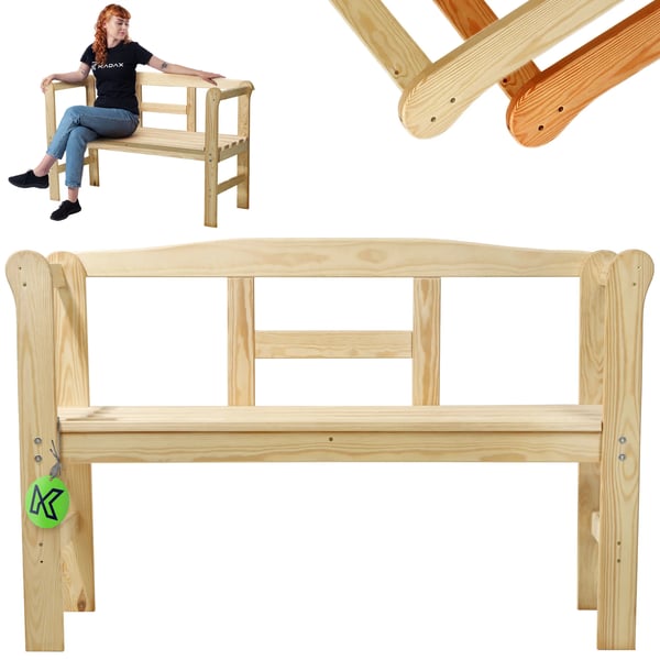 Havebænk - Parkbænk i træ - 119 cm - Til udendørs brug - Terrasse og have