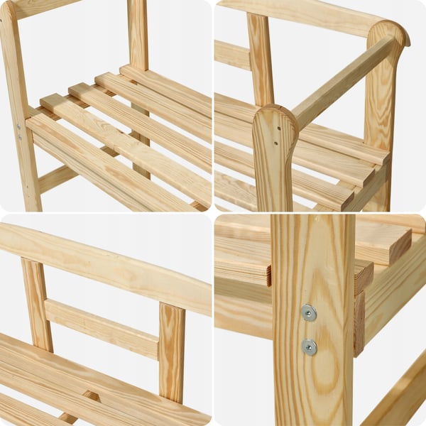 Havebænk - Parkbænk i træ - 119 cm - Til udendørs brug - Terrasse og have