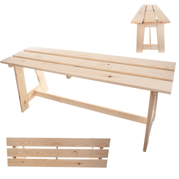 Havebænk - Parkbænk - Træ - Rygløs - 119 cm - Robust - Til terrasse & park