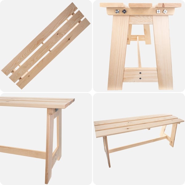 Havebænk - Parkbænk - Træ - Rygløs - 119 cm - Robust - Til terrasse & park