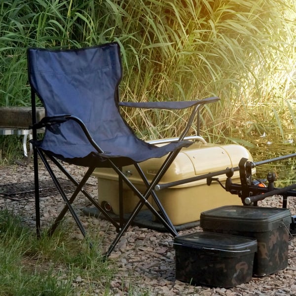 Camping-, vandre- og fiskestol - Klapstol - Sammenklappeligt ryglæn - Bærbar - Let - Blå