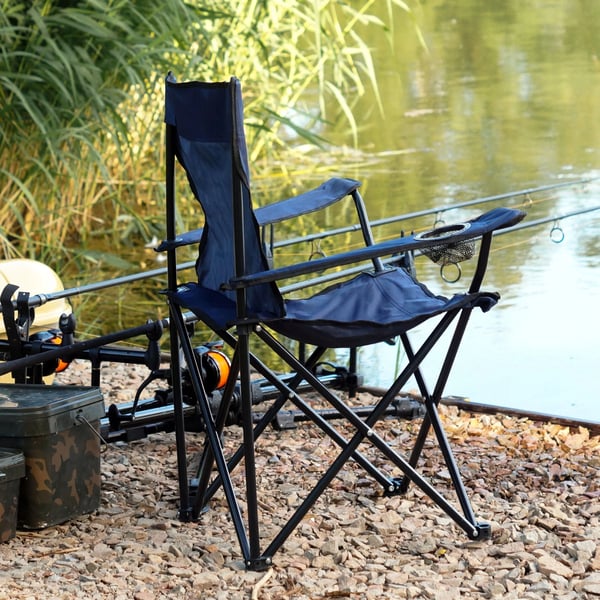 Camping-, vandre- og fiskestol - Klapstol - Sammenklappeligt ryglæn - Bærbar - Let - Blå