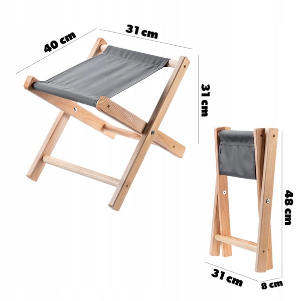 Træskammel - Sammenklappelig/Foldbar skammel - 40x31 cm - Kompakt - Pladsbesparende